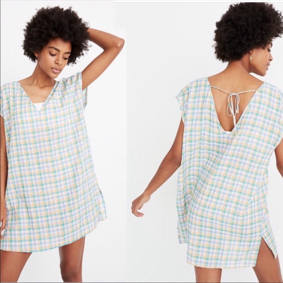 Madewell Gingham Cover up Tunic Blue XS - Picture 7 of 7